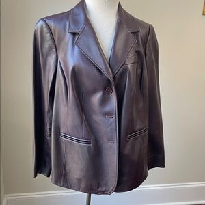 Talbots Deep Purple Leather Blazer